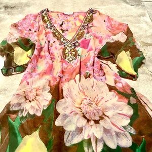 Floral beach wrap with rhinestones